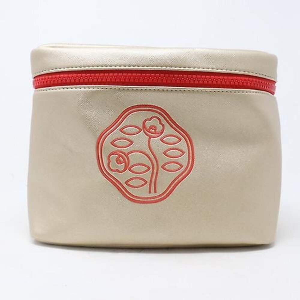 Shiseido Assorted Embossed Camellia Flower Logo Front Bag Gold Size OS Defected